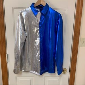 Men's Metallic shimmering shirt long sleeve Size M